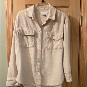 American Eagle Outfitters Beige Button-Down Shirt